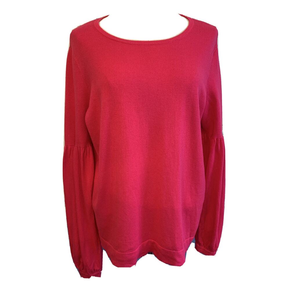 Size XL‎ Lord & Taylor Womens Pink Sweater Cotton Blend Bishop Sleeve Soft